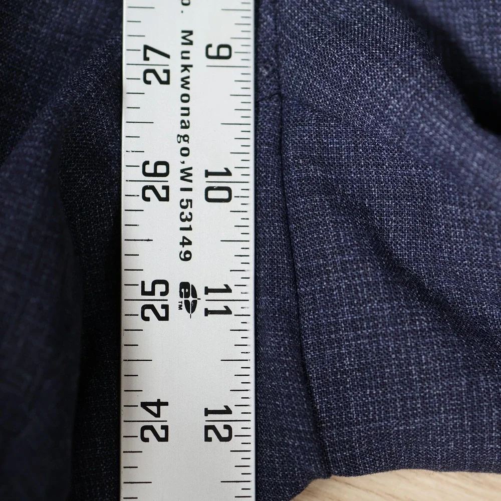 Zanella Pants Mens 32x30 Navy Blue Curtis Dress Slim Straight Tweed Wool Italy - Picture 8 of 14